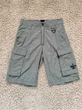Official BSA Boy Scout Centennial Uniform Cargo Shorts, Olive Green, Youth L